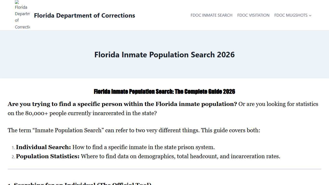 Florida Inmate Population Search 2026